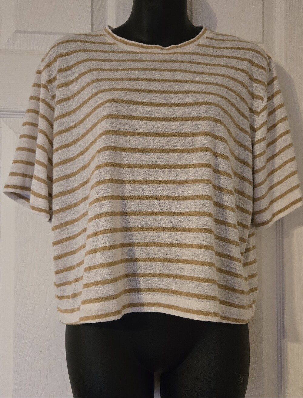 Universal Thread Knit Linen Blend Tan/white Stripes M